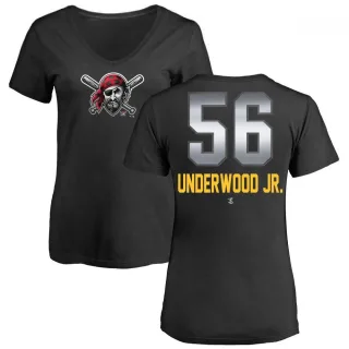 Women's Pittsburgh Pirates Duane Underwood Jr. Black Midnight Mascot V-Neck T-Shirt