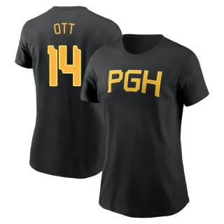 Women's Pittsburgh Pirates Ed Ott Black 2023 City Connect Wordmark T-Shirt