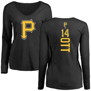 Women's Pittsburgh Pirates Ed Ott Black Backer Slim Fit Long Sleeve T-Shirt