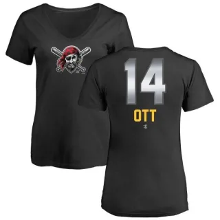 Women's Pittsburgh Pirates Ed Ott Black Midnight Mascot V-Neck T-Shirt