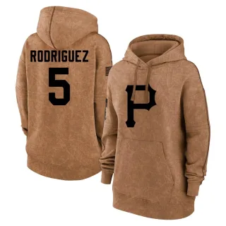 Women's Pittsburgh Pirates Endy Rodriguez Brown 2023 Salute to Service Pullover Hoodie