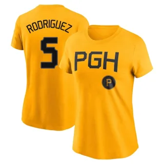 Women's Pittsburgh Pirates Endy Rodriguez Gold 2023 City Connect T-Shirt