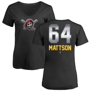 Women's Pittsburgh Pirates Isaac Mattson Black Midnight Mascot V-Neck T-Shirt