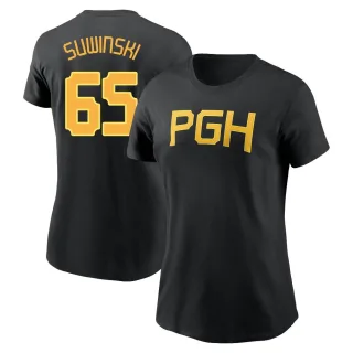 Women's Pittsburgh Pirates Jack Suwinski Black 2023 City Connect Wordmark T-Shirt