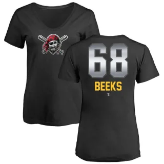 Women's Pittsburgh Pirates Jalen Beeks Black Midnight Mascot V-Neck T-Shirt