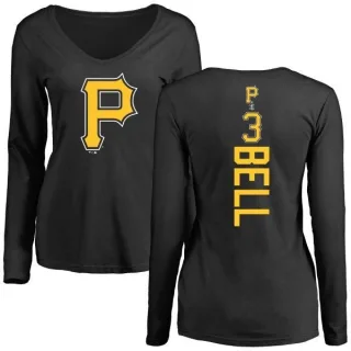 Women's Pittsburgh Pirates Jay Bell Black Backer Slim Fit Long Sleeve T-Shirt