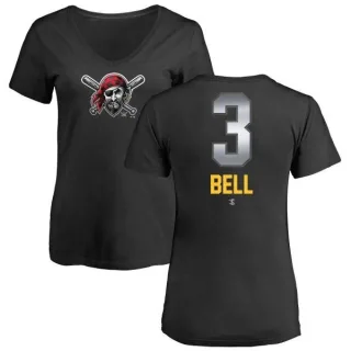 Women's Pittsburgh Pirates Jay Bell Black Midnight Mascot V-Neck T-Shirt