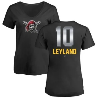 Women's Pittsburgh Pirates Jim Leyland Black Midnight Mascot V-Neck T-Shirt