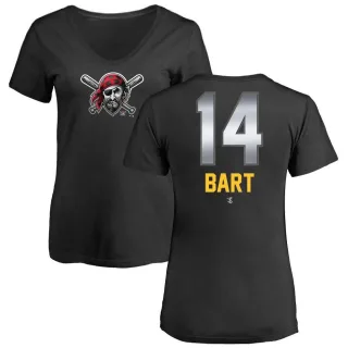 Women's Pittsburgh Pirates Joey Bart Black Midnight Mascot V-Neck T-Shirt