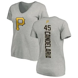 Women's Pittsburgh Pirates John Candelaria Ash Backer Slim Fit T-Shirt