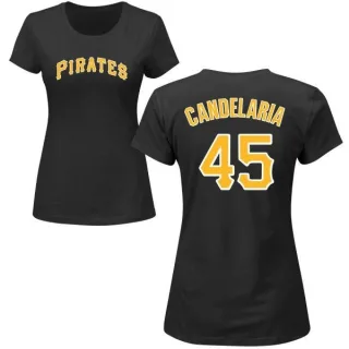 Women's Pittsburgh Pirates John Candelaria Black Roster T-Shirt