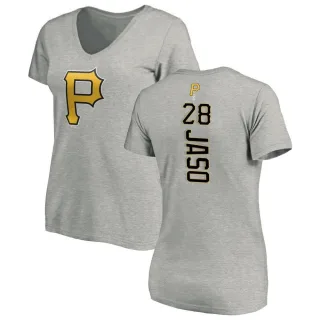 Women's Pittsburgh Pirates John Jaso Ash Backer Slim Fit T-Shirt