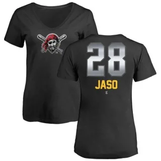 Women's Pittsburgh Pirates John Jaso Black Midnight Mascot V-Neck T-Shirt