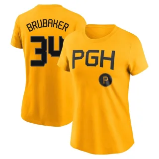 Women's Pittsburgh Pirates JT Brubaker Gold 2023 City Connect T-Shirt