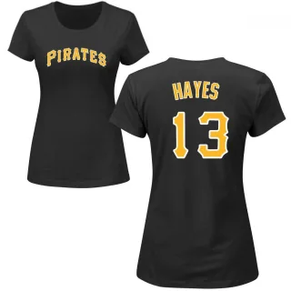 Women's Pittsburgh Pirates Ke'Bryan Hayes Black Roster T-Shirt