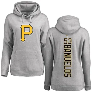 Women's Pittsburgh Pirates Manny Banuelos Ash Backer Pullover Hoodie