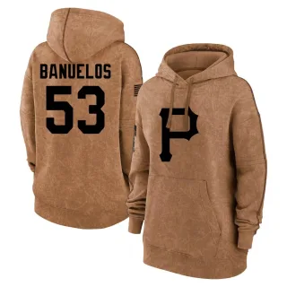 Women's Pittsburgh Pirates Manny Banuelos Brown 2023 Salute to Service Pullover Hoodie