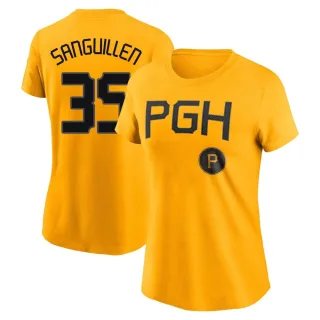 Women's Pittsburgh Pirates Manny Sanguillen Gold 2023 City Connect T-Shirt