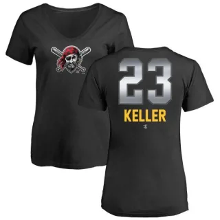 Women's Pittsburgh Pirates Mitch Keller Black Midnight Mascot V-Neck T-Shirt