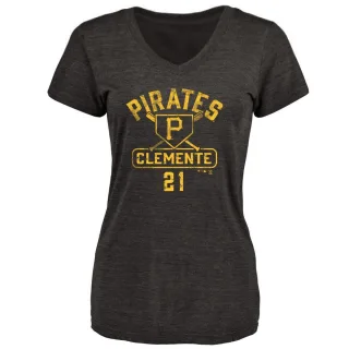 Women's Pittsburgh Pirates Roberto Clemente Black Base Runner T-Shirt