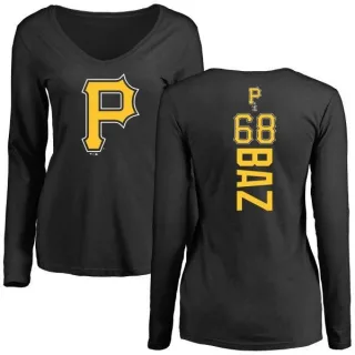 Women's Pittsburgh Pirates Shane Baz Black Backer Slim Fit Long Sleeve T-Shirt