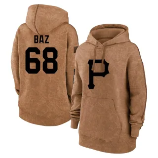 Women's Pittsburgh Pirates Shane Baz Brown 2023 Salute to Service Pullover Hoodie