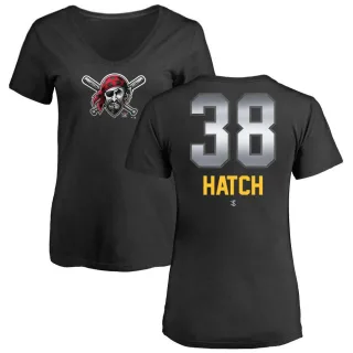 Women's Pittsburgh Pirates Thomas Hatch Black Midnight Mascot V-Neck T-Shirt