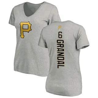 Women's Pittsburgh Pirates Yasmani Grandal Ash Backer Slim Fit T-Shirt